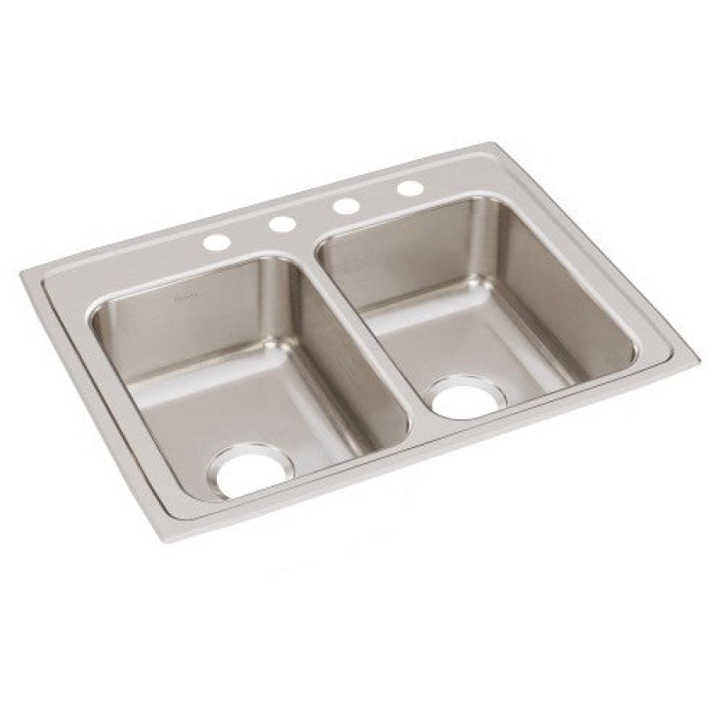 Lr29224 Lustertone Classic Stainless Steel Drop In Double Bowl Kitchen Sink - 29" X 22" X 7 5/8" With 4 Holes - Stainless Steel