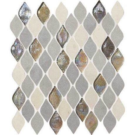 Gris Et Blanc Marble & Limestone Mosaic - 1 3/8" X 2 3/8" Raindrop - Honed