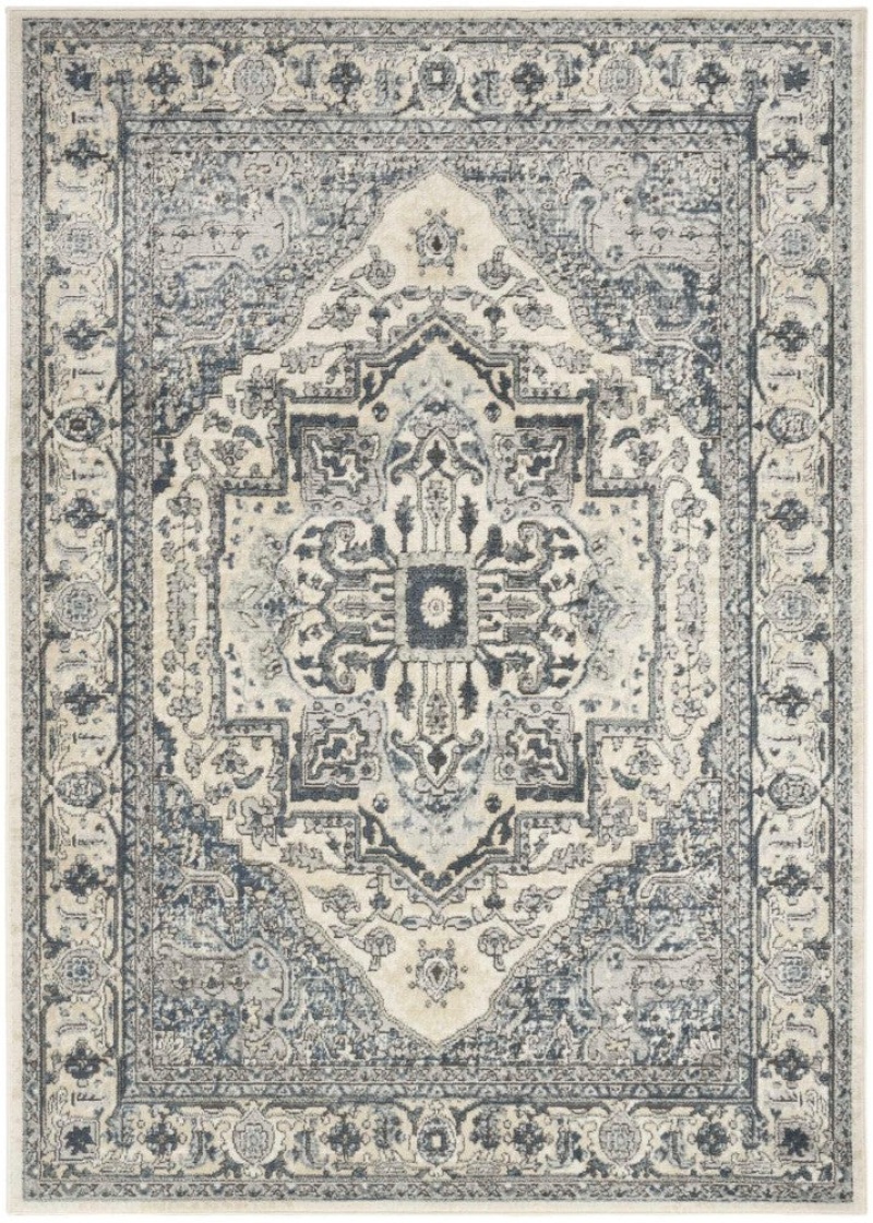 Quarry Ivory Navy Qua18 Polypropylene & Polyester Traditional Area Rug - 2 Ft X 3 Ft - Ivory Navy
