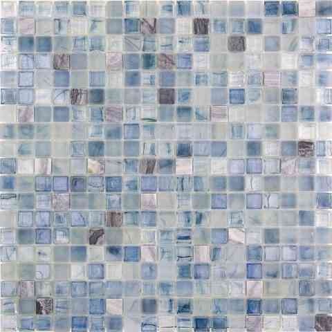 Mixes Amber Azul Glass Mosaic - 0.6" X 0.6" - Glossy