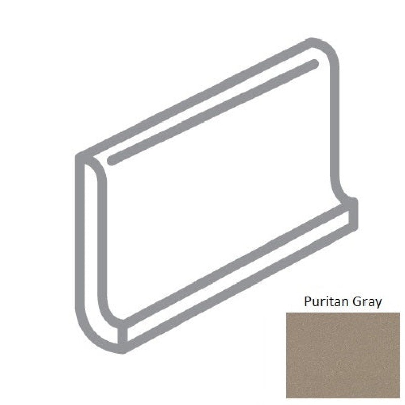Metropolitan Puritan Gray Ceramic Wall Trim - 6" X 6" Round Top Cove Base - Honed