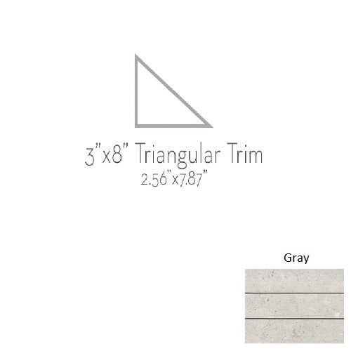 Radiant Gray Porcelain Moulding / Trim 3" x 8" Triangular Trim Matte