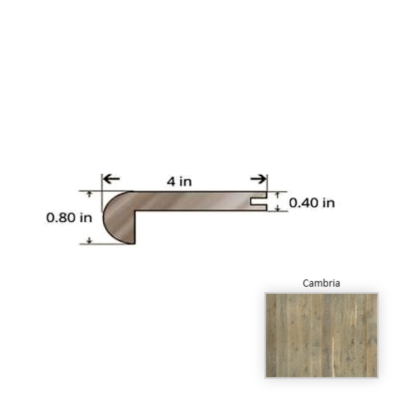 Oak Cambria Hardwood Moulding / Trim - 84.25" Stair Nose - Nu Oil