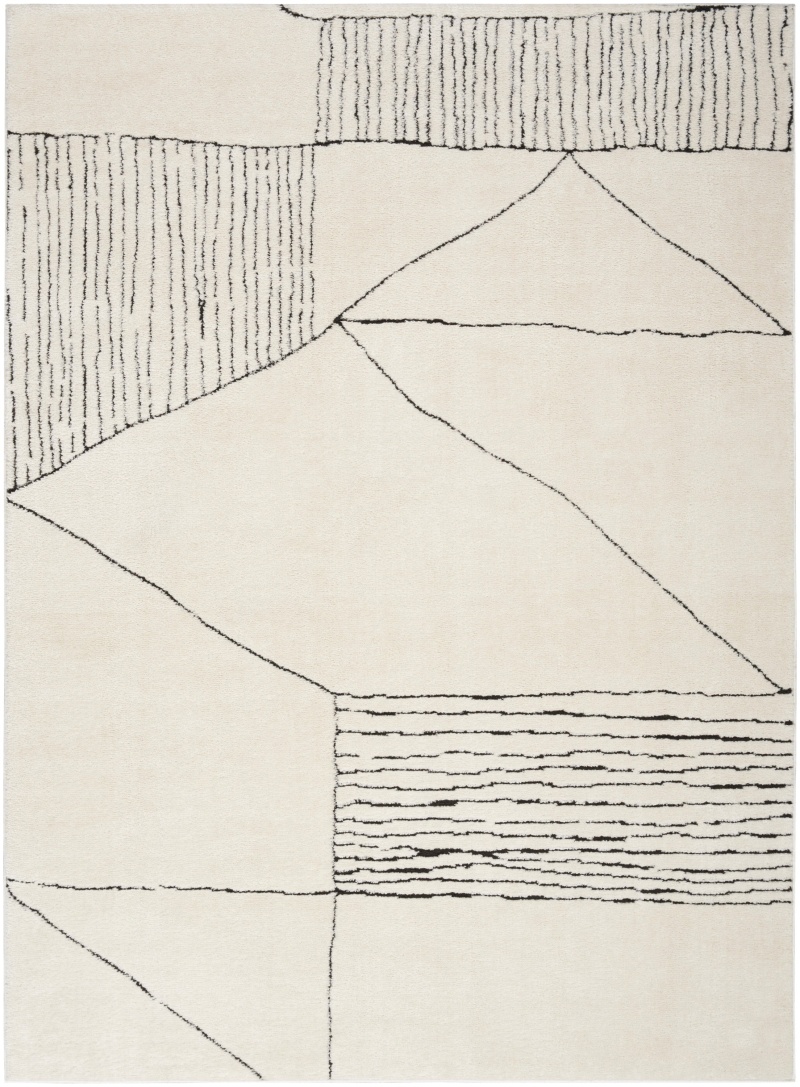 Modern Comfort Ivory Black Polyester Area Rug