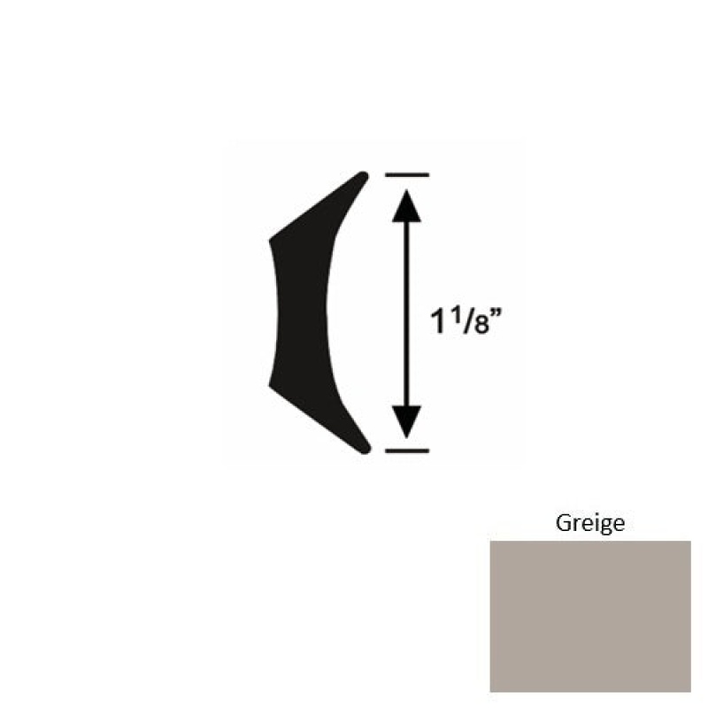 Solid 44 Greige Rubber Fillet Strip 1 1/8" x 9 Ft