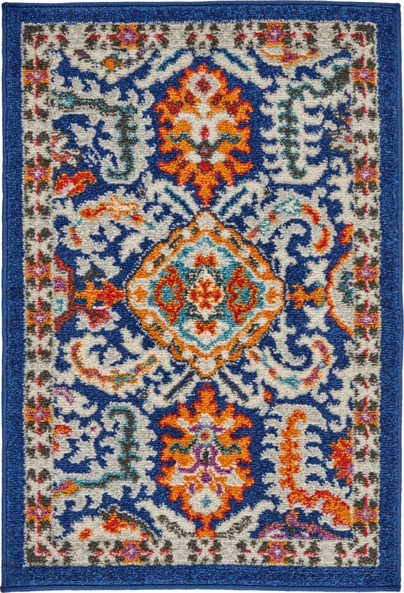 Passion Blue Multicolor Polypropylene Rustic Area Rug