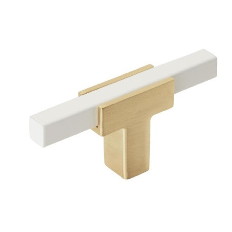 Urbanite Zinc & Aluminum Cabinet Knob - Brushed Gold / White - 2 3/4" (70 Mm) Length