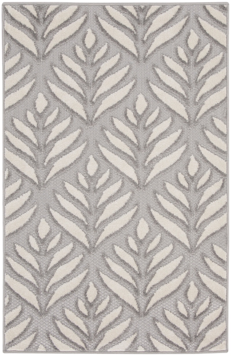 Aloha Alh35 Grey Polypropylene Tropical Area Rug