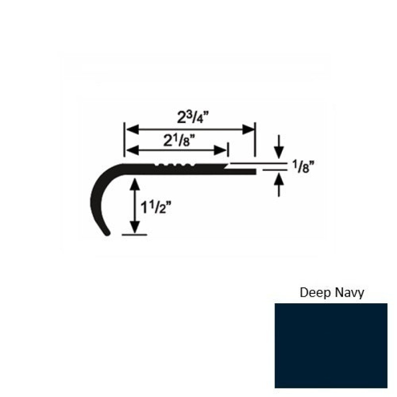 Solid 10 Deep Navy Rubber Underlap Stair Nosing