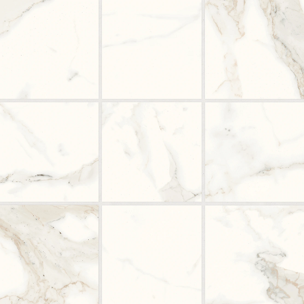 Magnifica Era Calacatta Super White Porcelain Mosaic - 4" X 4"