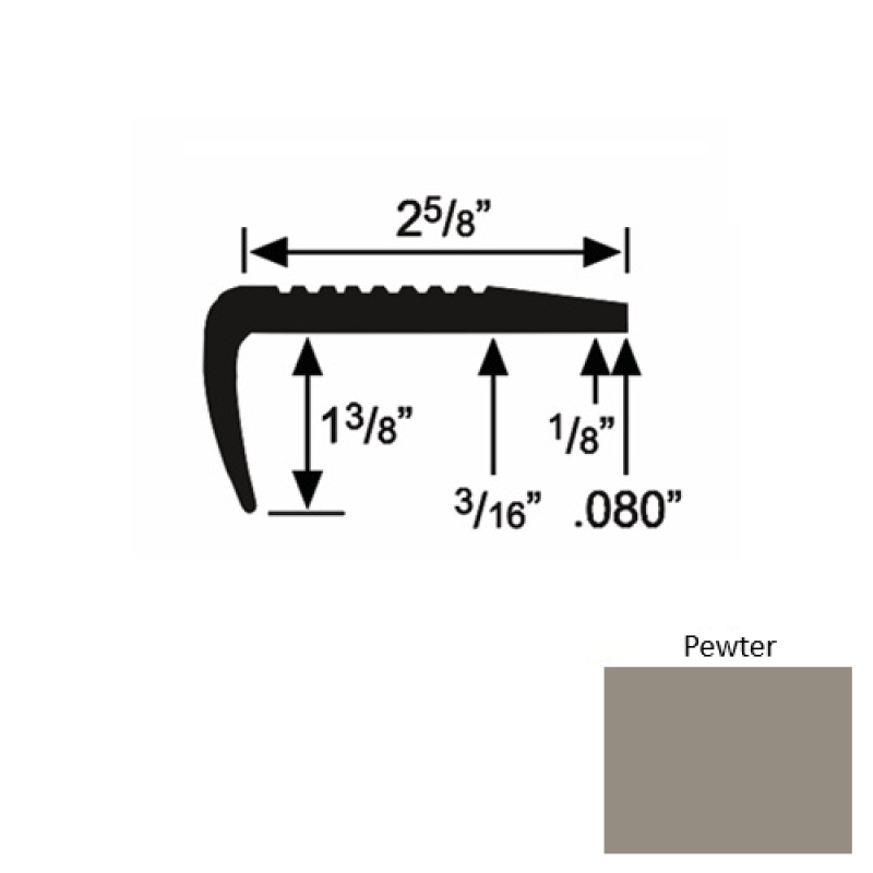 Solid 03 Pewter Rubber Residential Stair Nosing
