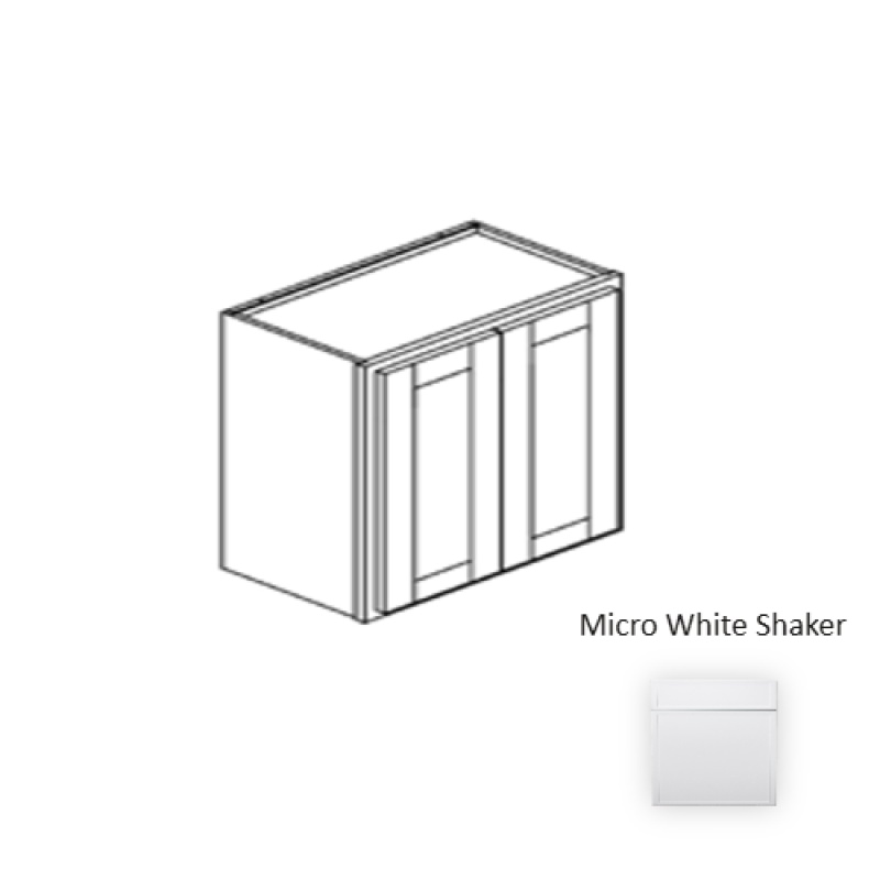 Framed Shaker Premium Micro White Shaker Natural Clear Coat Wood Kitchen Wall Cabinet - 42" X 30" X 12" - Natural Clear Coat