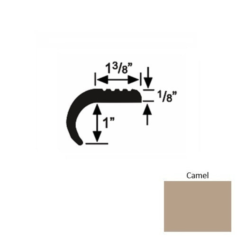 Solid 06 Camel Rubber Domestic Stair Nosing (Rd) - 1 3/8" X 9 Ft (108")