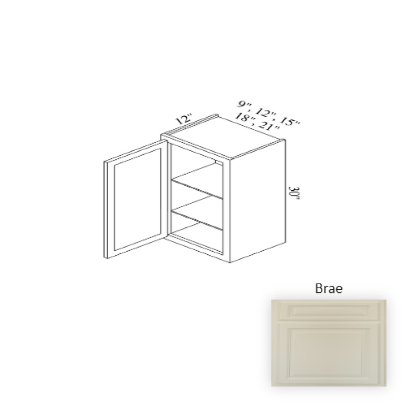 Brae Wood Kitchen Wall Cabinet, 9" X 30" X 12"