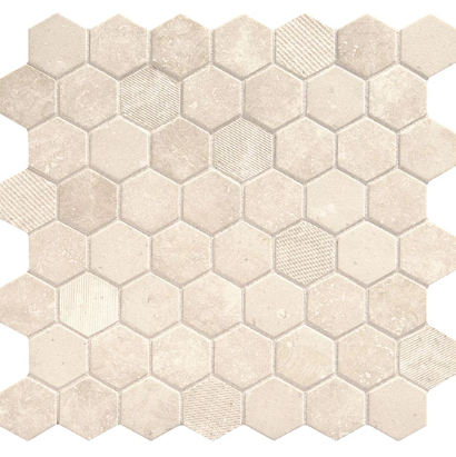 Vintage Antique Beige Glass Mosaic – 1.5" Hexagon, Matte