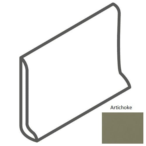Bright & Matte Artichoke Ceramic Wall Trim - 4 1/4" X 6" Thin Lip Cove Base