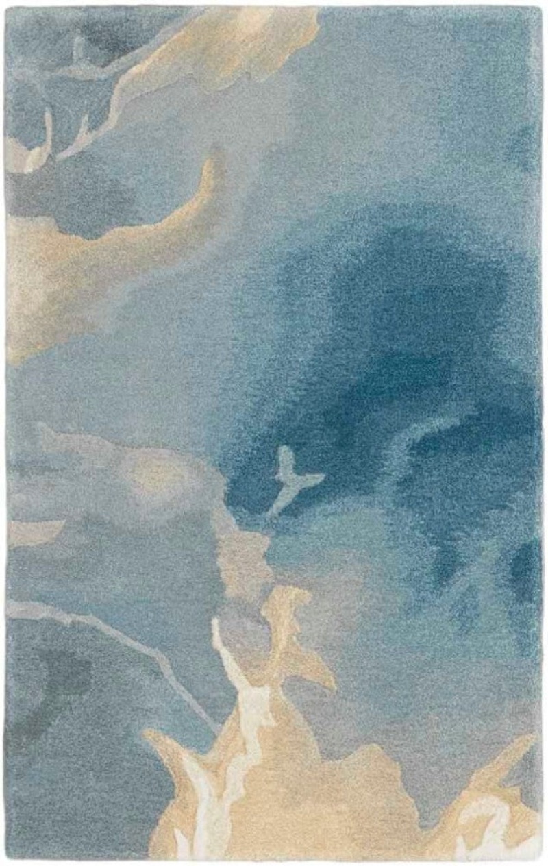Prismatic Blue Multicolor Prs40 Wool Blend Contemporary Area Rug - 9 Ft X 12 Ft - Blue Multicolor