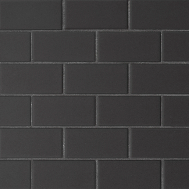 Le Café Black Porcelain Mosaic - 2" x 4" Off Set Mesh Mount