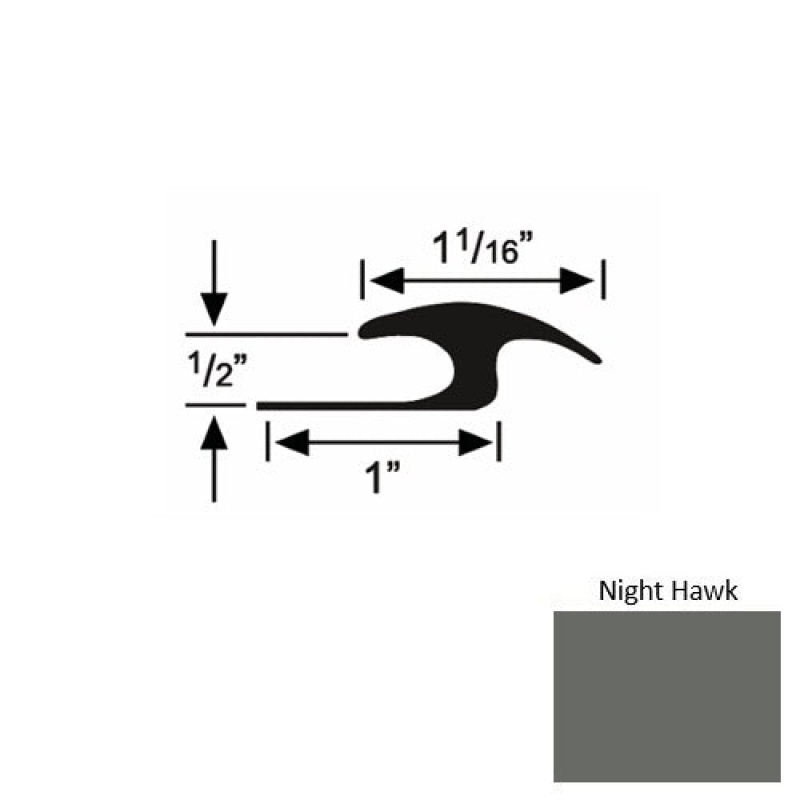 Solid 56 Night Hawk Rubber Tile / Carpet Joiner - 1" X 9 Ft (108") X 1/2"