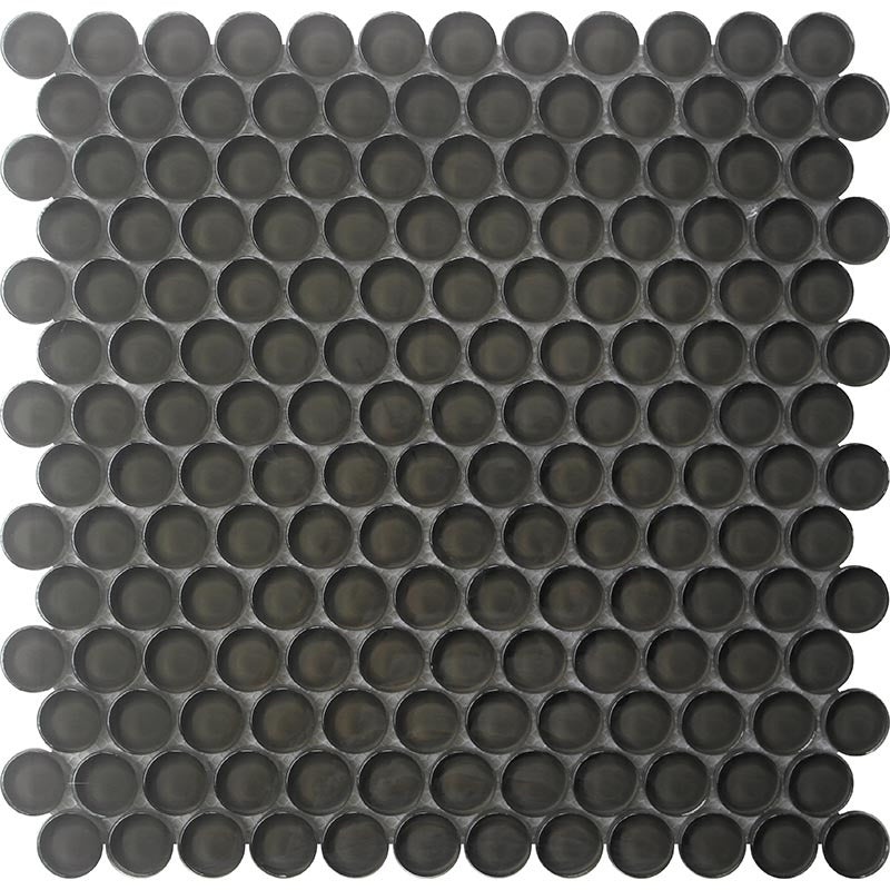 Color Palette Pewter Penny Glass Mosaic - 1" X 1" Penny Round - Glossy