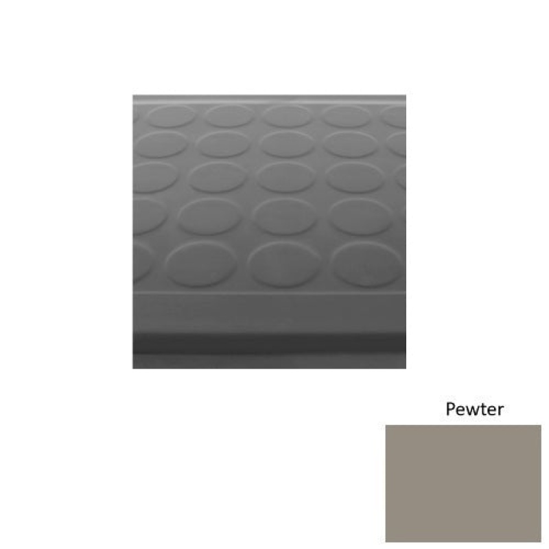 Solid 92 Pewter Low Profile Raised Circular Rubber (Sq) With Safety Yellow Abrasive Strip Stair Tread - Textured