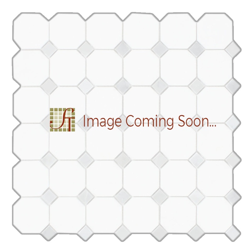 White Pearl Marble Mosaic - Octagon With Emperador Dark Dots - Polished