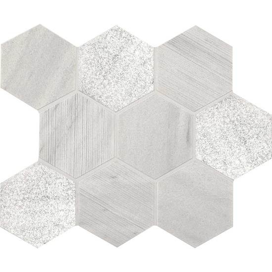 Ascend Candid Heather Vein Cut Marble Mosaic - 4" Hexagon - Mixed