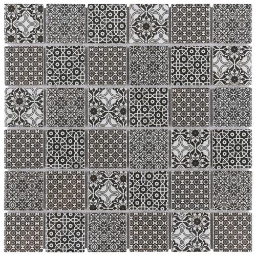 Classico Black Porcelain Mosaic - 11 3/4" X 11 3/4" - Glossy
