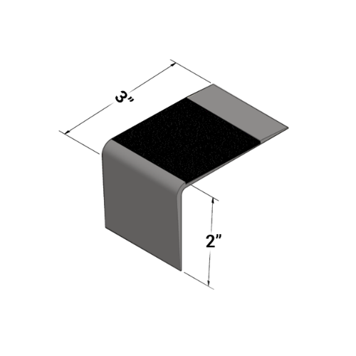 Grey Vinyl 3" x 12 Ft Visually Impaired Top Set Stair Nose