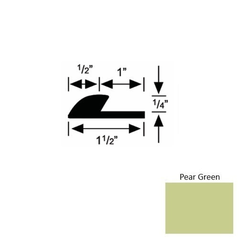 Solid 35 Pear Green Rubber Underlap Carpet Edge