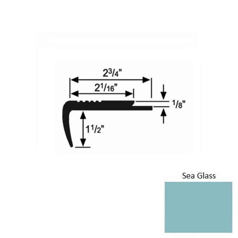 Solid 09 Sea Glass Rubber Underlap Stair Nosing (Sq) - 2 3/4" X 9 Ft (108")