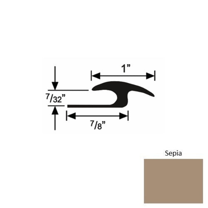 Solid 50 Sepia Rubber Tile / Carpet Joiner - 7/8" X 9 Ft (108") X 7/32"