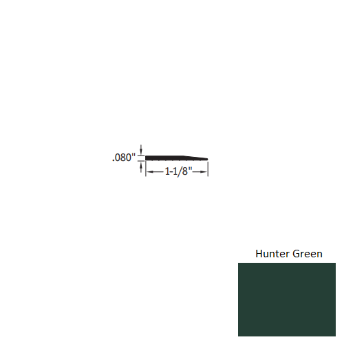 Johnsonite Hunter Green Vinyl Moulding / Trim - 1 1/8" X 3 Ft (36") X .080" Reducer - Reducer