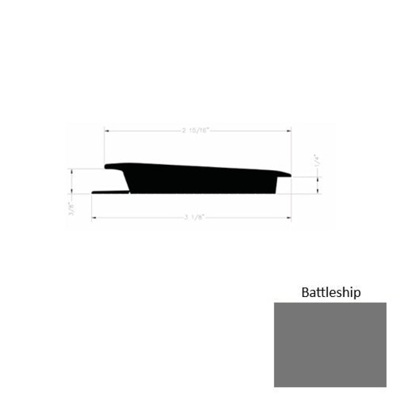 Solid 75 Battleship Rubber Rolling Traffic Transition - 3 1/8" X 9 Ft (108") X 3/8" - 1/4"