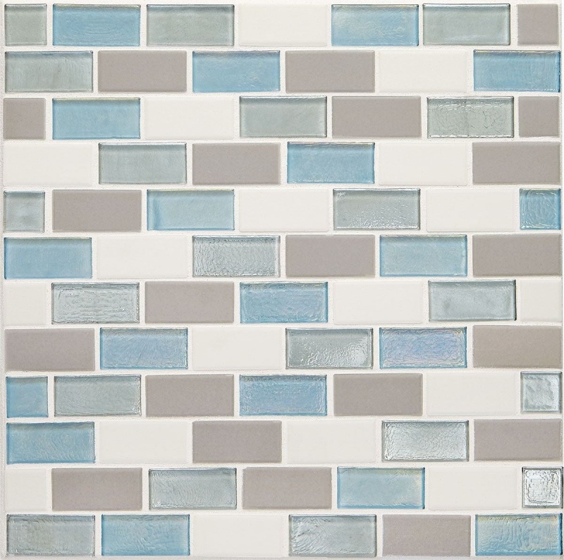 Keystone Coastal Mediterranean Mist Glass Mosaic - 1" X 2" Brick - Matte