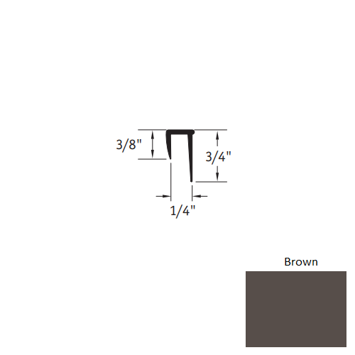Johnsonite Brown Vinyl Moulding / Trim - 1/4" X 12 Ft (144") Square Cap Cove Cap - Square Cap Cove Cap
