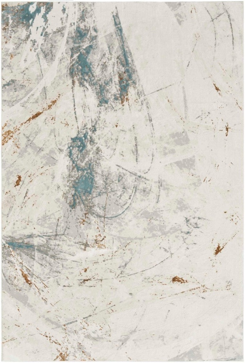 Desire Ivory Grey Blue Dsr04 Polyester Contemporary Area Rug - 9 Ft X 12 Ft - Ivory Grey Blue
