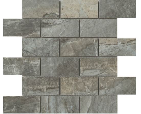 Eurasia Grigio Porcelain Mosaic - 2" X 4" Offset - Matte