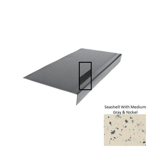 Spextones Seashell With Medium Gray & Nickel Type 975 With Carborundum Strip Distinct Designs Rubber - 12 1/2" X 72" Stair Tread - Hammered