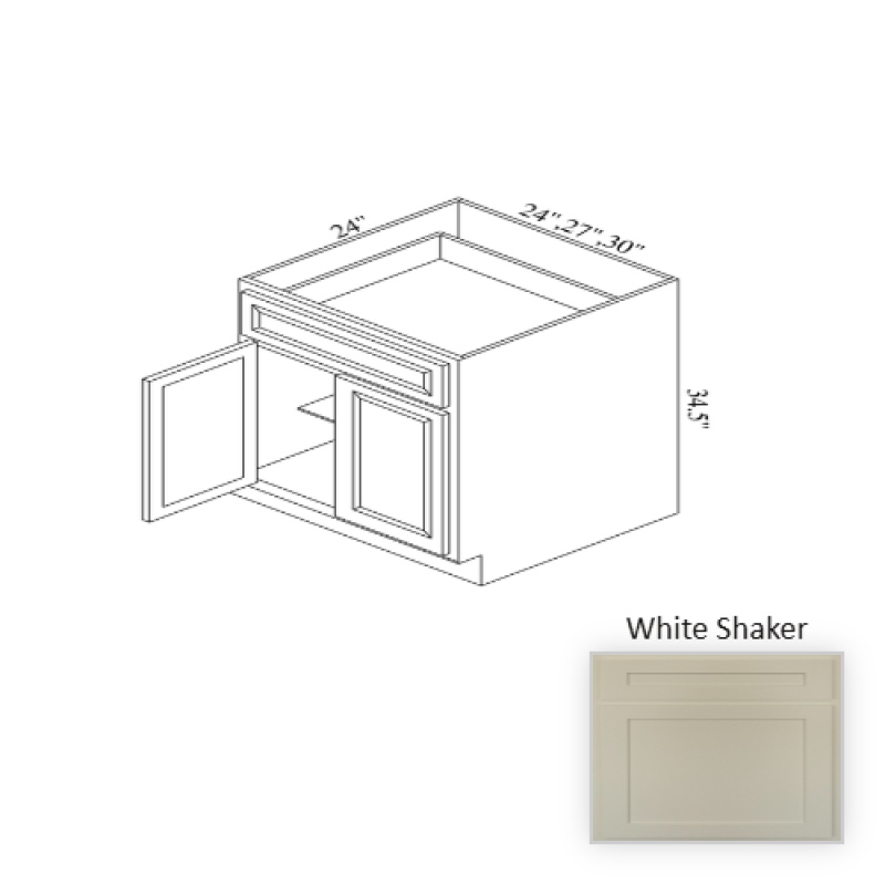 White Shaker Wood Kitchen Base Cabinet