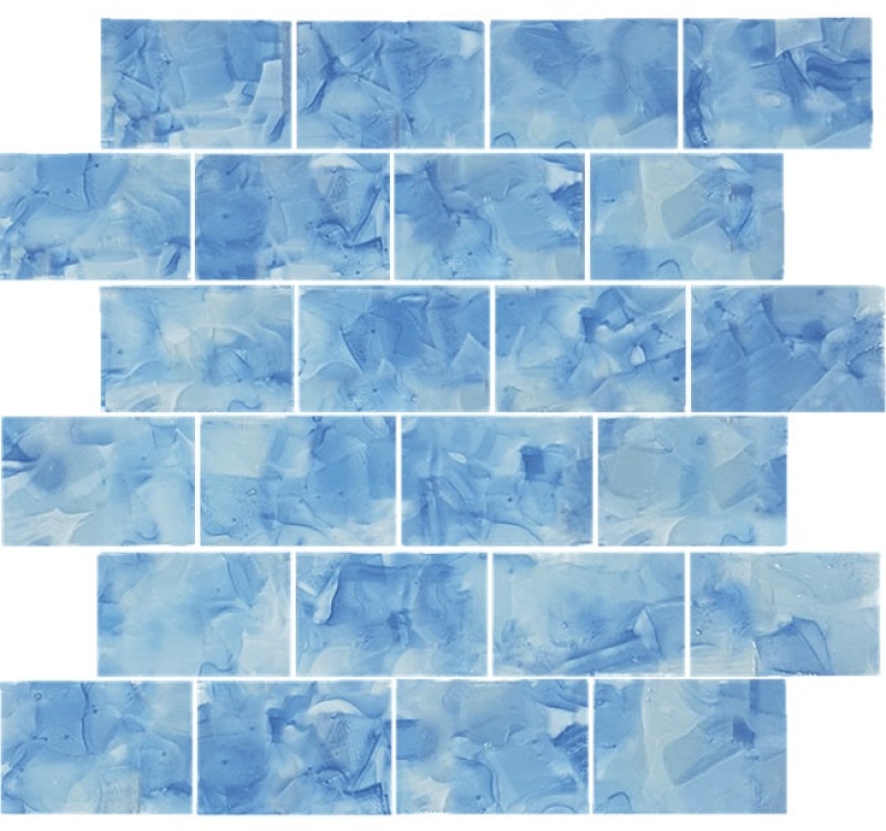 Aquatica Flower Bluebell Glass Mosaic - 2" X 3" Staggered - Glossy