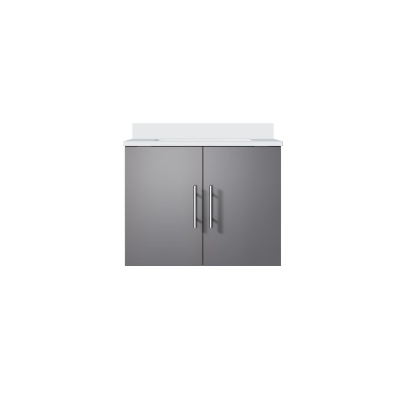 Geneva Dark Grey Wood Wall Mounted Single Sink Bathroom Vanity With Cultured Marble Top - 24" - Dark Grey