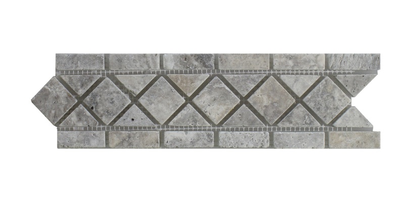 Titanium Cross Cut Travertine Border, 3" x 12", Tumbled