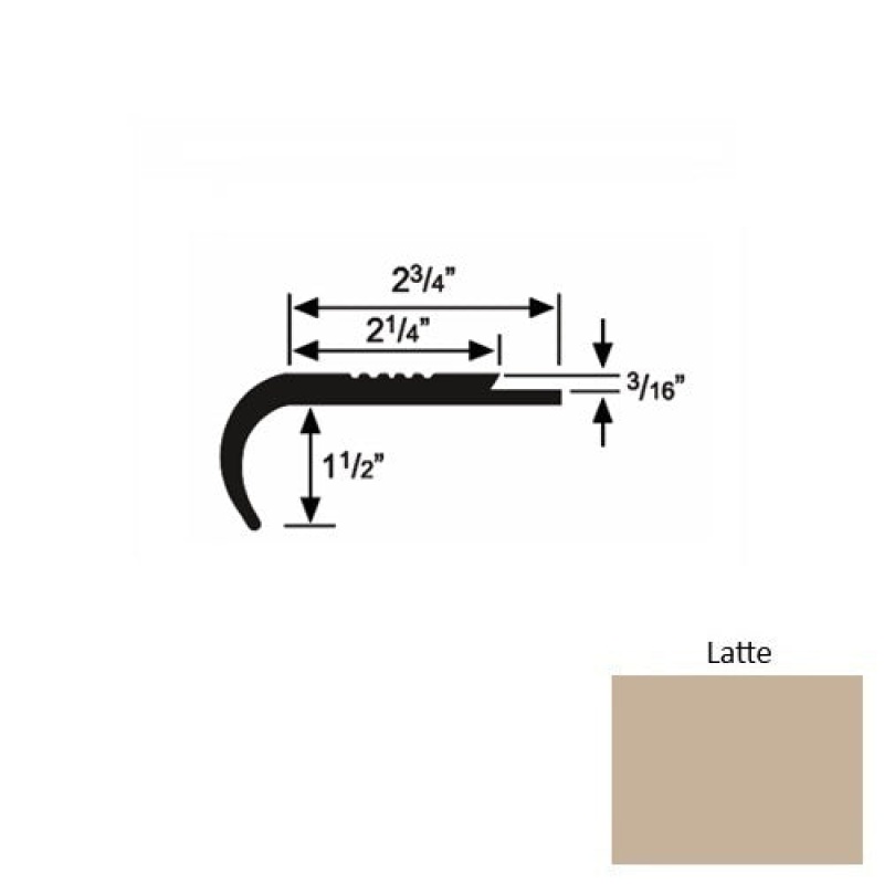 Solid 08 Latte Rubber Underlap Stair Nosing