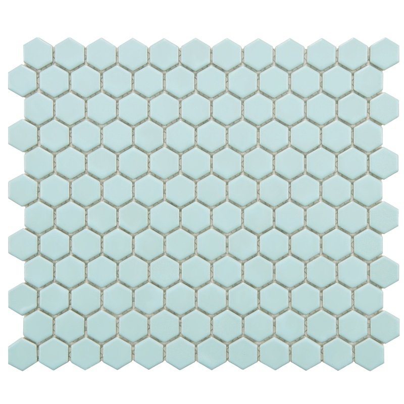 Metro Light Blue Porcelain Mosaic - 3" Hexagon - Matte