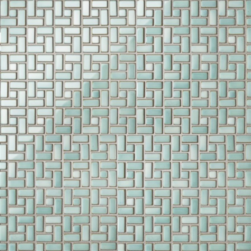 Hudson Mint Green Porcelain Mosaic - 12 5/8" X 12 5/8" Spiral - Glossy