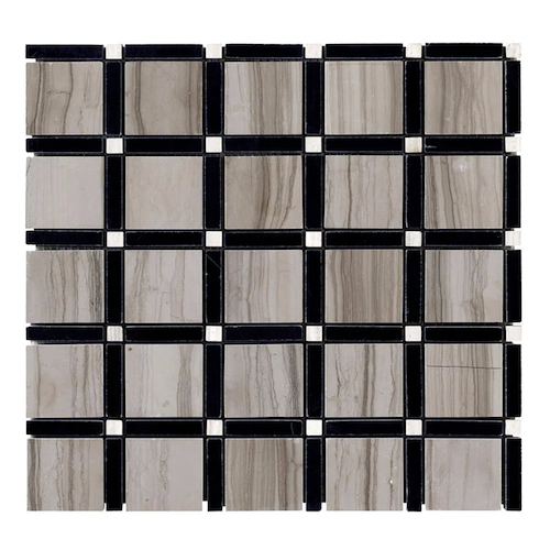 Stream Stone Sleek A Taupe / Black Marble & Limestone Mosaic - Sleek - Honed