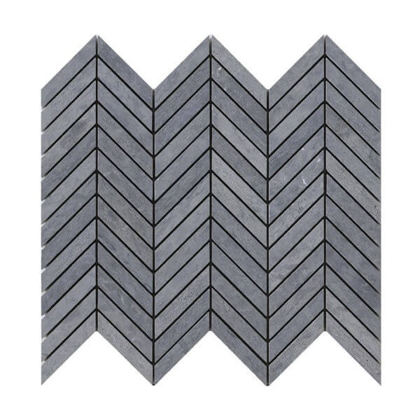 Wooden Silver Marble Mosaic - Chevron - Natural