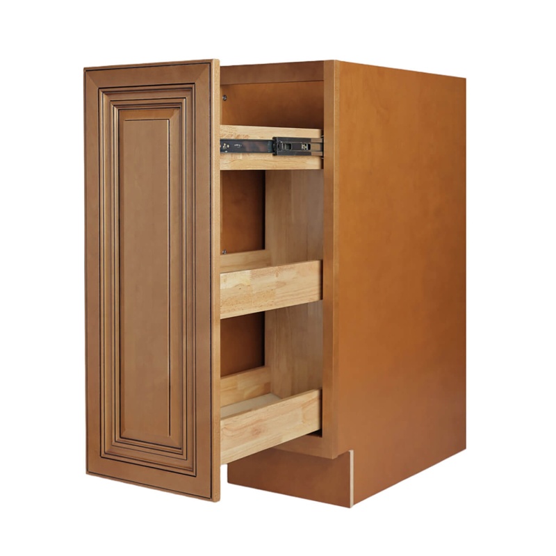 Coffee Glaze Wood Kitchen Spice Rack Pull Out Base Cabinet - 6" X 24" X 34.5" (Assembled) - Coffee Glaze