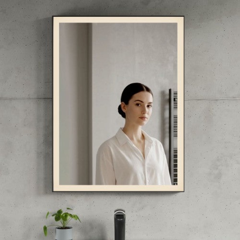 Black Aluminum Framed Wall Bathroom Mirror - 24" X 31" - Black Aluminum